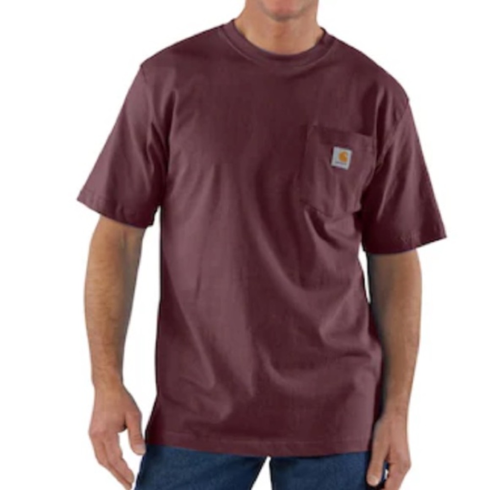 Carhartt Burgundy Red Short Sleeve Pocket Tee T Shirt NEW XLT